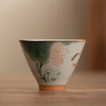 Buddha Stones Persimmon Boat Koi Fish Lotus Ceramic Teacup Kung Fu Tea Cup 50ml Cup BS Koi Fish 6.6cm*4.9cm*50ml