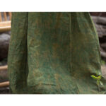 Buddha Stones Green Yellow Ramie Linen Flexible Waistband Wide Leg Pants With Pockets Women's Wide Leg Pants BS 11