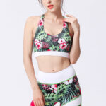 Buddha Stones 2Pcs Sunflower Flowers Leaves Print Top Pants Sports Fitness Yoga Women's Yoga Sets Women's Yoga Sets BS 5