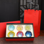 Buddha Stones 6Pcs Plum Blossom Petal Pattern Chinese Jianzhan Kiln Change Ceramic Teacup Kung Fu Tea Cup Bowl With Gift Box Jian Zhan Tea Cup BS 6pcs Petal Cup 9cm*5.4cm*80ml(With Red Gift Box)