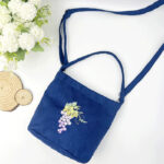 Buddha Stones Embroidery Wisteria Plum Lotus Cherry Blossom Cotton Linen Canvas Tote Crossbody Bag Shoulder Bag Handbag Crossbody Bag BS 46