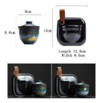 Buddha Stones Ceramic Teacup Deer Mountain Trees Lovely Cat Black Tea Cup With Lid and Bag Cup BS 12