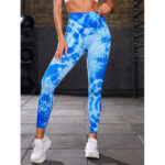 Buddha Stones Tie Dye Print Pants Sports Fitness Yoga High Waist Leggings Women's Yoga Pants Leggings BS 8