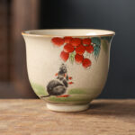 Buddha Stones 12 Chinese Zodiac Ceramic Teacup Kung Fu Tea Cup 130ml Cup BS Rat 7.2cm*6cm*130ml
