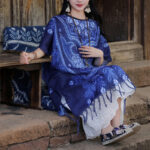 Buddha Stones Blue Tie Dye Koi Fish Shawl Tassels Soft Travel Pullover 90*95cm 9