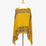 Buddha Stones Tibetan Colorful Striped Rhombus Pattern Shawl Tassels Pullover Winter Cozy Travel Scarf Wrap Tibetan Shawl BS 20