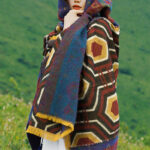 Buddha Stones Tibetan Shawl Brown Blue Red Geometric Shapes Pattern Winter Cozy Travel Scarf Wrap Tibetan Shawl BS 2