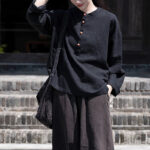 Buddha Stones Solid Color Loose Button Blouse Long Sleeve Shirt Top Long Sleeve Shirt BS 30