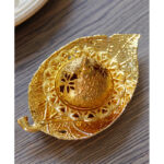 Buddha Stones Tibetan Gold Mini Leaf Coaster Meditation Incense Burner Incense Burner BS 8