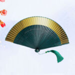 Buddha Stones Gradient Handheld Silk Bamboo Folding Fan