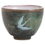 Buddha Stones Auspicious Crane Ceramic Teacup Kung Fu Tea Cup Bowl Cup BS 10