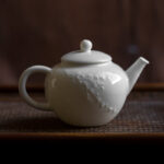 Buddha Stones White Plum Pine Bamboo Engraved Design Ceramic Teapot Teapot BS Plum(150ml)
