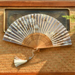 Buddha Stones Cherry Blossoms Sakura Handheld Bamboo Folding Fan 21cm Folding Fan BS 1