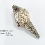 Buddha Stones Tibetan Handmade Engraved Shankha Buddha Conch Shell Wealth Positive Decoration Decorations BS Green Tara