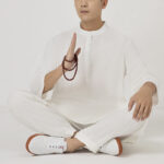 Buddha Stones 2Pcs Buttons Men's Three Quarter Sleeve Shirt Top Pants Meditation Zen Tai Chi Cotton Linen Clothing Set Men's Meditation Cloth BS White(Top&Pants) 2XL(Bust 120cm/Waist 76-102cm/Pants Length 103cm)