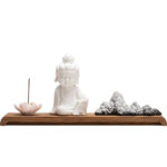 Buddha Stones Lotus Flower Tathagata Kwan Yin Avalokitesvara Ksitigarbha Meditation Ceramic Stick Incense Burner Decoration Incense Burner BS 9
