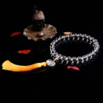 Buddha Stones Natural White Crystal Lotus Wrist Mala Meditation Tassels Pocket Mala Car Decoration Wrist Mala&Decorations BS 2