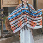 Buddha Stones Tibetan Shawl Striped Geometric Pattern Winter Cozy Travel Tassel Scarf Wrap Tibetan Shawl BS 1