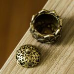 Buddha Stones Tibetan Mini Lotus Pattern Meditation Copper Incense Burner Incense Burner BS 3