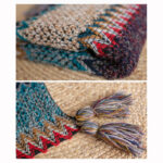 Buddha Stones Tibetan Shawl Blue Beige Red Wavy Pattern Winter Warm Tassel Scarf Tibetan Shawl BS 6