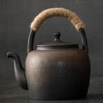 Buddha Stones Retro Brown Chinese Gongfu Tea Ceramic Kung Fu Teapot 700ml With Base Teapot BS 12