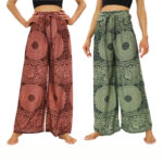 Buddha Stones Boho Lace-up Wide Leg Pants Women's Yoga Pants Women's Wide Leg Pants BS main