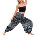 Buddha Stones Elephant Geometry Pattern Casual Loose Harem Trousers Women's Yoga Pants Women's Harem Pants BS 10