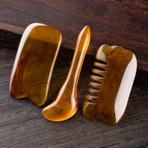 Resin Gua Sha Facial Whole Body Massage Comb Tool Set Gua Sha Tool BS Use for Head-3 pcs