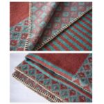 Buddha Stones Tibetan Shawl Striped Diamond Pattern Winter Warm Soft Scarf Tibetan Shawl BS 7