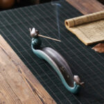Buddha Stones Double Koi Fish Mountain Healing Ceramic Stick Incense Burner Decoration Incense Burner BS 3