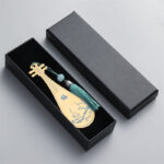Buddha Stones Classical Musical Instruments Pipa Guzheng Guqin Ruan Metal Bookmarks Tassel With Gift Box Bookmarks BS Gold Pipa-Gift Box