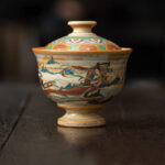 Buddha Stones Dunhuang Flying Apsaras Ceramic Gaiwan Sancai Teacup Kung Fu Tea Cup With Lid Cup BS 1