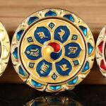 Buddha Stones Tibetan Om Mani Padme Hum Peace Phone Ring Bracket Universal Phone Holder Decorations Decorations BS Blue Gold Six-Character Mantra