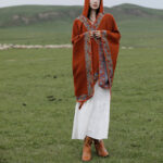Buddha Stones Tibetan Shawl Border Small Floral Flower Hooded Cloak Winter Cozy Travel Scarf Wrap Tibetan Shawl BS 9