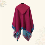 Buddha Stones Tibetan Shawl Border Small Floral Flower Hooded Cloak Winter Cozy Travel Scarf Wrap Tibetan Shawl BS 27