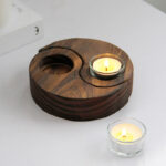 Buddha Stones Yin Yang Wood Candle Holder Meditation Rituals Use Items Candle Holder BS 6