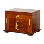 Buddha Stones Vintage Large Capacity Wooden Jewelry Box Jewelry Storage Box With Mirror Jewelry Box BS 17
