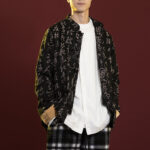 Buddha Stones Chinese Calligraphy Clothing Jacket Coat Tang Suit Men Clothing Clothes BS 4