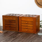 Buddha Stones Vintage Large Capacity Wooden Jewelry Box Jewelry Storage Box With Mirror Jewelry Box BS 24