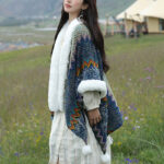 Buddha Stones Tibetan Multicolored Wavy Lines Knitted Striped Shawl Coat Winter Cozy Travel Scarf Wrap Tibetan Shawl BS 3
