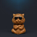 Buddha Stones Small Green Sandalwood Tiger Engraved Positive Desk Decorations Decorations BS 6