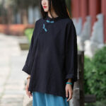 Buddha Stones Ramie Linen Loose Blouse Women Long Sleeve Shirt Chinese Hanfu Top Long Sleeve Shirt BS 16