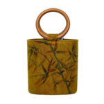 Buddha Stones Bamboo Leaf Butterfly Cherry Blossom Persimmon Wood Handle Handbag Handbags BS 9