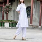 Buddha Stones 2Pcs Half Sleeve Shirt Top Pants Meditation Zen Tai Chi Linen Clothing Women's Set Women's Meditation Cloth BS 5
