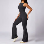 Buddha Stones Women Casual Sleeveless Jumpsuit Flare Pants Sports Fitness Yoga Bodysuit Bodysuit BS 15