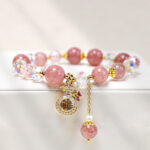 FREE Today: Love Healing Natural Strawberry Quartz Money Bag Charm Positive Bracelet FREE FREE 1