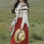 Buddha Stones Tibetan Triangular Shawl Striped Tassels Winter Cozy Travel Scarf Wrap Tibetan Shawl BS 9