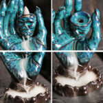 Buddha Stones Halloween Ghost Hand Skull Head Ceramic Peace Healing Incense Burner Decoration Incense Burner BS 14