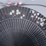 Buddha Stones Cherry Blossom Sakura Camellia Handheld Silk Bamboo Folding Fan 21cm 4