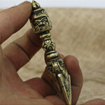 Buddha Stones Handmade Nepal Small Vajra Dorje Engraved Enlightenment Copper Decoration Dorje BS 2